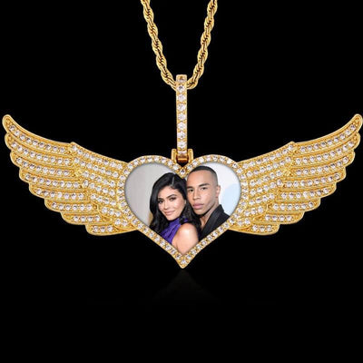 Custom photo angel wings necklace