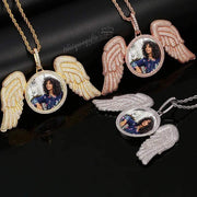 Personalized Picture Pendant Angel Wing Necklace