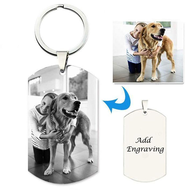 Personalized Photo Engraved Sterling Silver Keychain