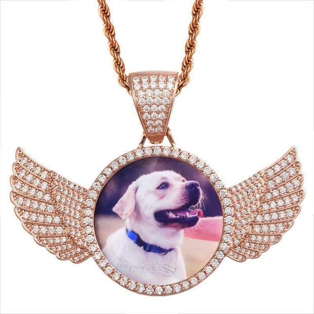 Personalized Angel Wings Picture Necklace