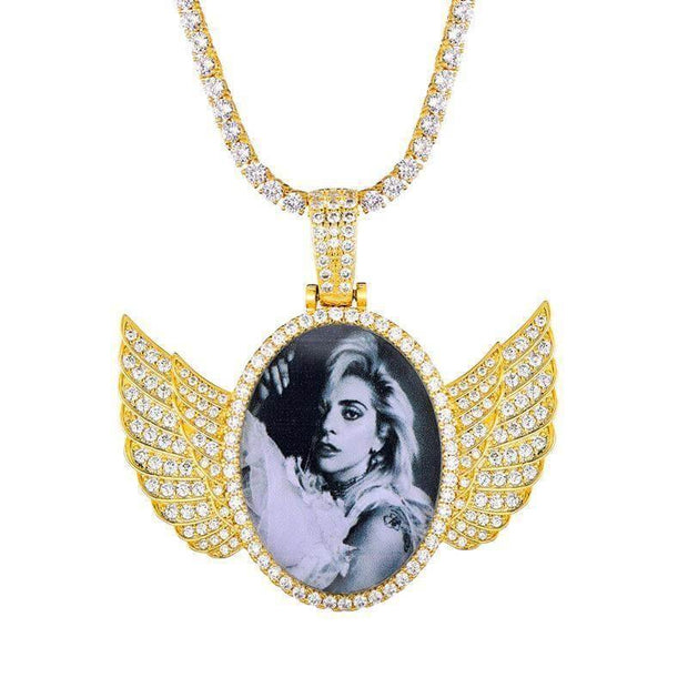 Custom Picture Necklace With Wings