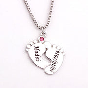 Custom Baby Feet Necklace With Birthstones - Unique Executive Gifts