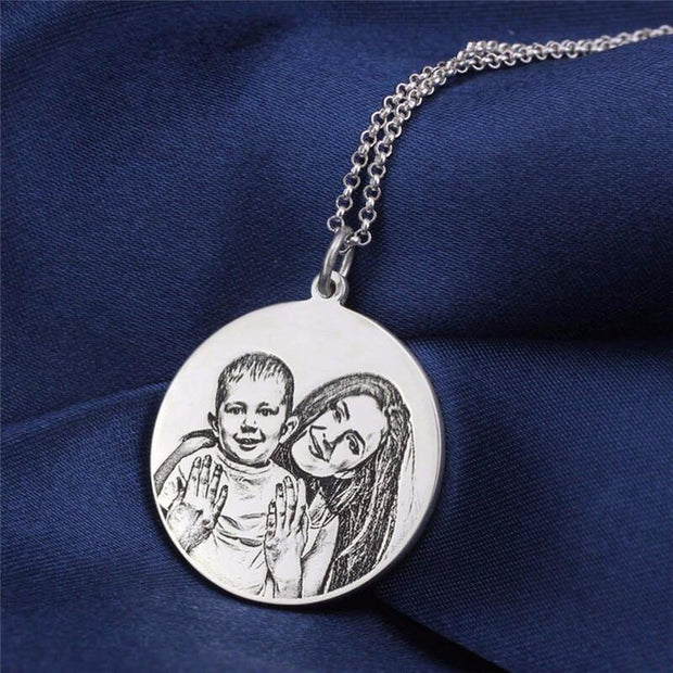 Personalized Photo Engraved Necklace Silver Sterling / Stainless Steel - Unique Executive Gifts