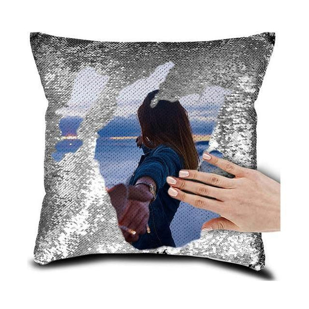 Custom Photo Reversible Flip Sequin / Mermaid Pillow-Made In USA - Unique Executive Gifts