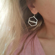 Personalized Hexagon Name Earring - Unique Executive Gifts