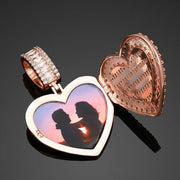 Micro Pave Cubic Zircon Heart Photo Pendant- Hip Hop Locket Pendant For Girls - Unique Executive Gifts