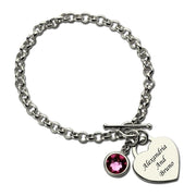 Heart Charm Bracelet with Birthstone & Name Sterling Silver - Unique Executive Gifts