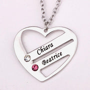 Personalized Heart Necklace with Birthstones - Unique Executive Gifts