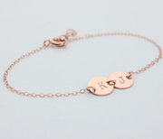 Personalized Two discs Initals Pendant Bracelet Rose Golden - Unique Executive Gifts