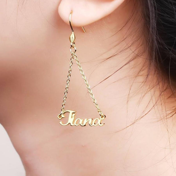 Personalized Double Linked Chain Name Earrings - Unique Executive Gifts