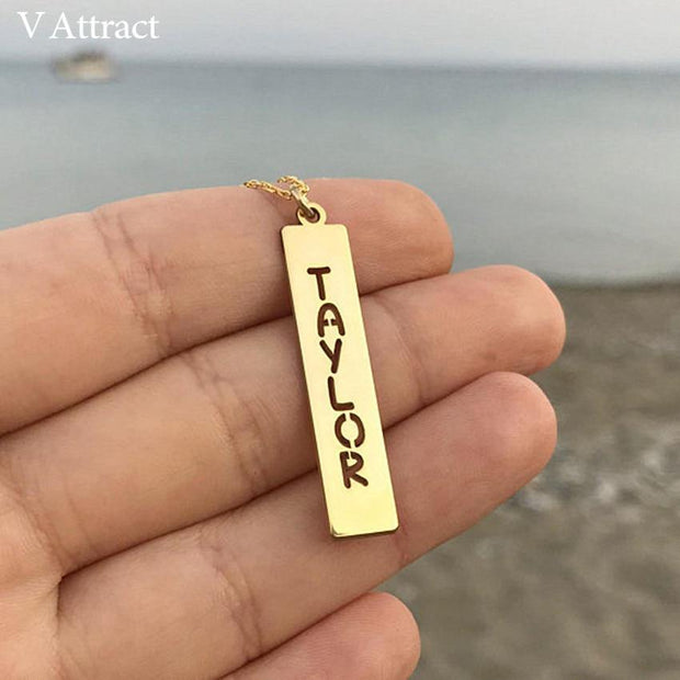 Personalized Vertical Bar Necklace With Your Name - Unique Executive Gifts