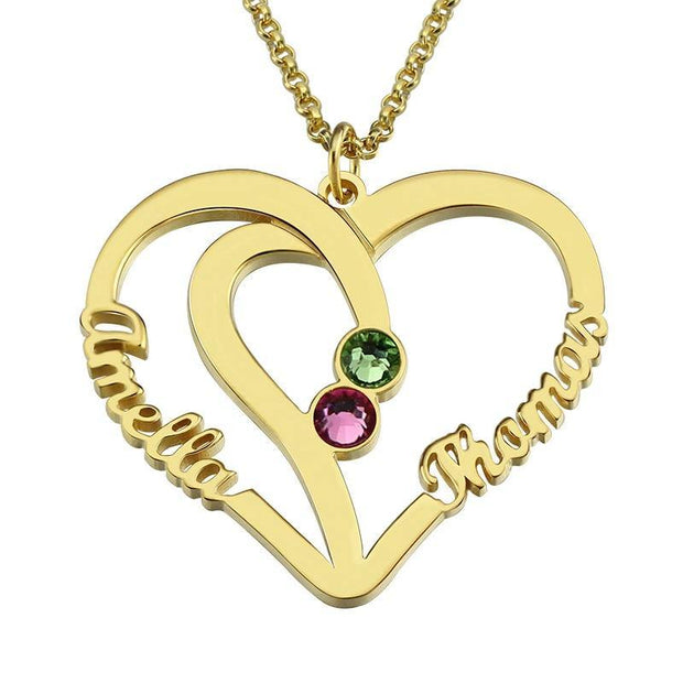 Couples Name Necklace With Birthstones - Unique Executive Gifts