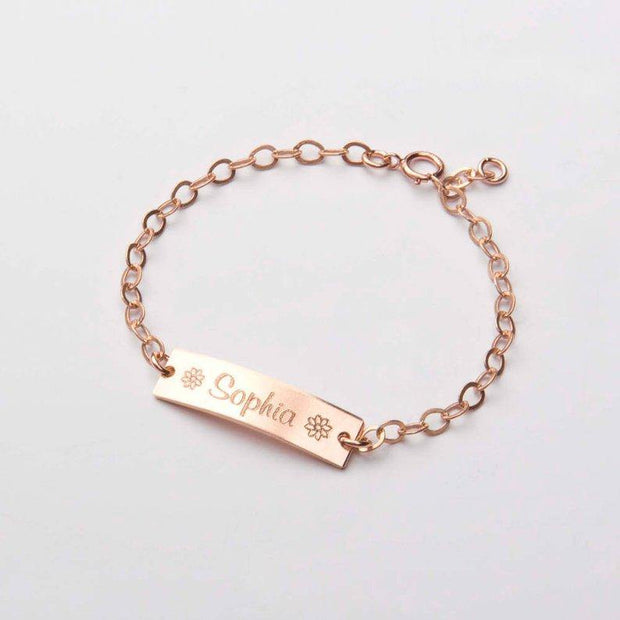Personalized Custom Name Bracelets Gifts for Baby Girl/Boy, Rose Gold, Adjustable Chain - Unique Executive Gifts
