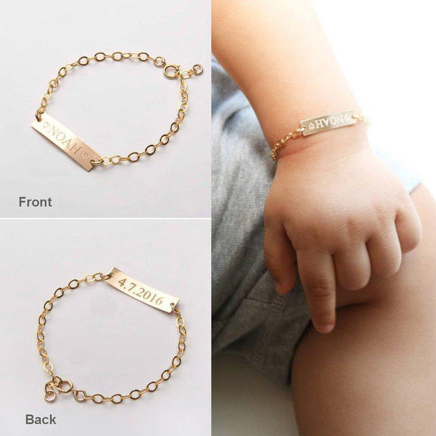 Personalized Custom Name Bracelets Gifts for Baby Girl/Boy, Rose Gold, Adjustable Chain - Unique Executive Gifts
