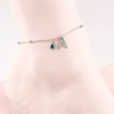 Personalized  Anklet Bracelet Initial Name Alphabet with Brishtone - Unique Executive Gifts