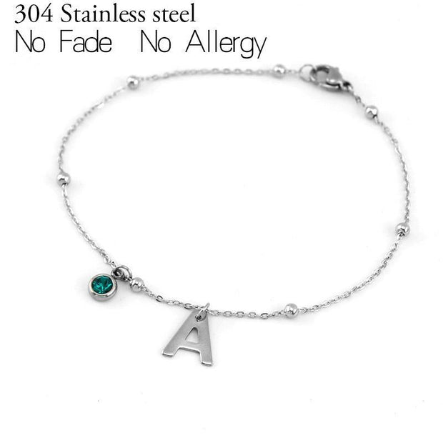 Personalized  Anklet Bracelet Initial Name Alphabet with Brishtone - Unique Executive Gifts
