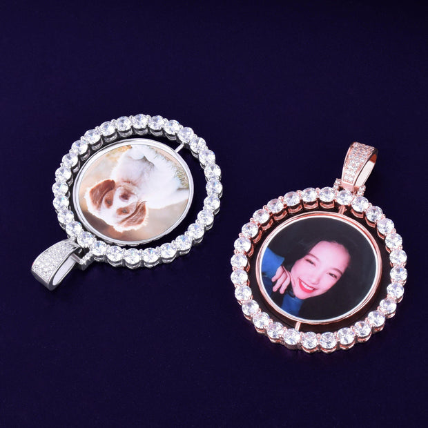 Custom Photo Rotating double-sided Medallions Pendant Necklace - Unique Executive Gifts
