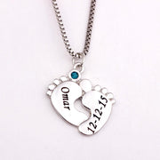 Custom Baby Feet Necklace With Birthstones - Unique Executive Gifts