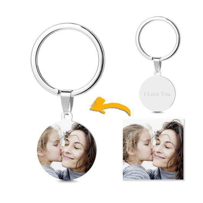 Round Personalized Photo Keychain Holder