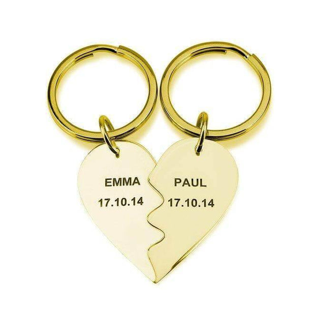 Engraved Split Heart Keyring For Couples