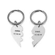 Engraved Split Heart Keyring For Couples