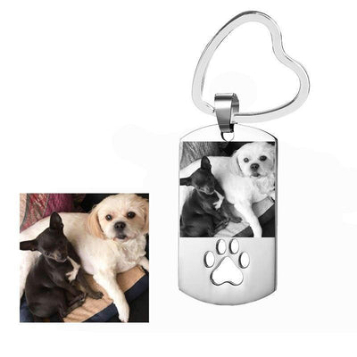 Stainless Steel Personalized Dog Tag Photo Keychain